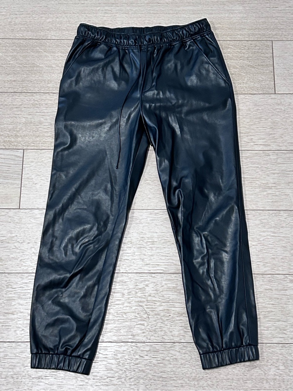 The Reset R Label Black Faux Leather Jogger Cropped Pants Small
